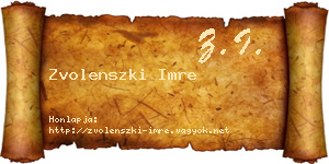 Zvolenszki Imre névjegykártya